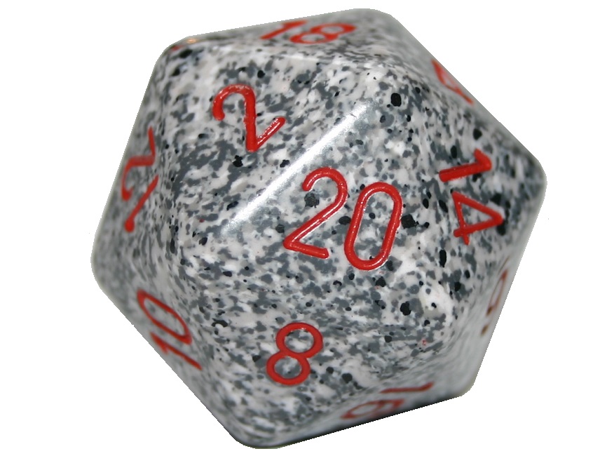 Chessex 20 Sided Dice - Large 34mm Speckled Granite